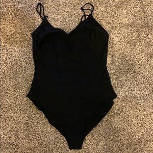 Plan black strappy bodysuit